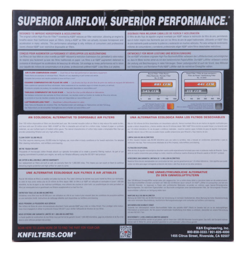 Mercedes-Benz CL600 Air Filter (2) - K&N Engineering - High-Flow, Drop-In - `02-`14